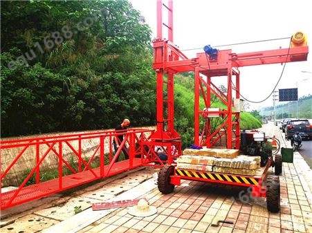 博奥BA42桥梁雨水管安装设备 PVC排水管施工吊篮 带驱动 接电运行