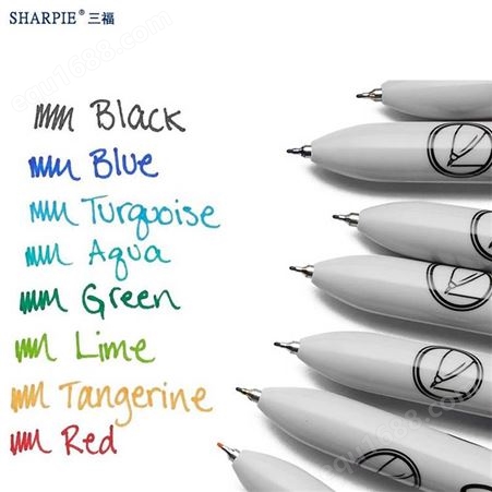 美国三福按动记号笔Sharpie327系列黑色按动马克笔油性自动记号笔