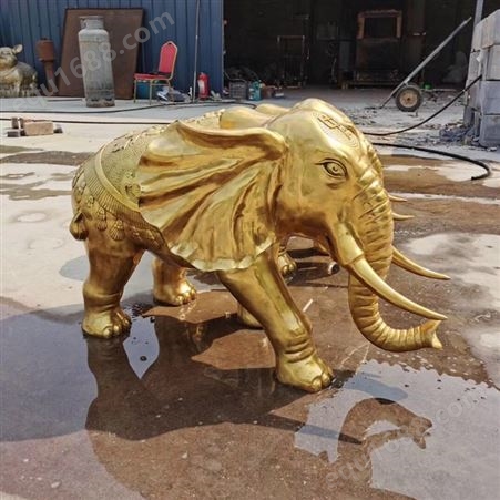 鑫宏动物雕塑厂家定制青铜大象雕塑 室外大象铜工艺摆件