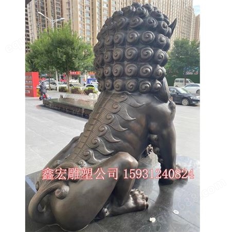 大型铜狮子定制厂家 银行企业门口故宫铜狮子定制 铸铜汇丰狮子动物雕塑