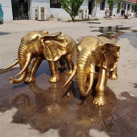 鑫宏动物雕塑厂家定制青铜大象雕塑 室外大象铜工艺摆件