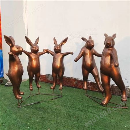 户外铸铜兔子 趣味动物雕塑摆件 童话故事系列铜工艺品