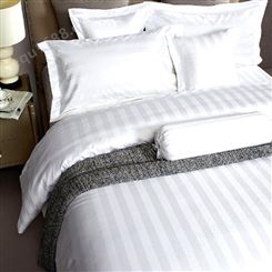 厂家供应  酒店布草 纯棉白色缎条贡缎 60S 酒店床上用品 加密枕套