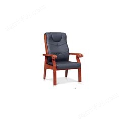 实木油漆会议椅子-皮质四脚办公椅-培训椅-带扶手靠背酒店椅