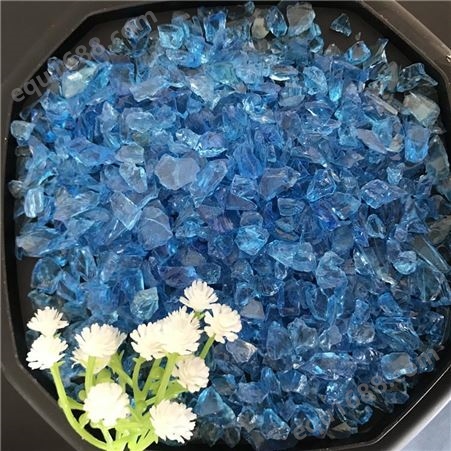 玻璃砂厂家 彩色玻璃块水磨石用3-6mm玻璃珠