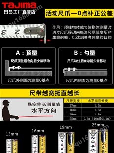 日本田岛卷尺5米3米7.5米10米钢卷尺高精度耐磨加厚加硬家用尺子