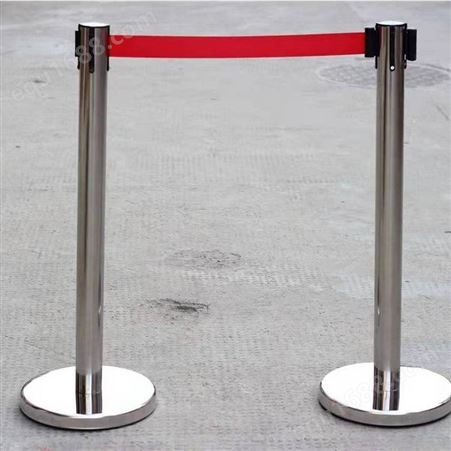 不锈钢隔离栏杆银行排对分离地墩柱摆放移动方便可伸缩长短带子
