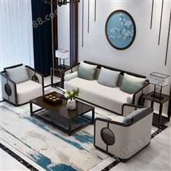 深圳现代中式沙发 禅意木质沙发组合  酒店沙发组合定制