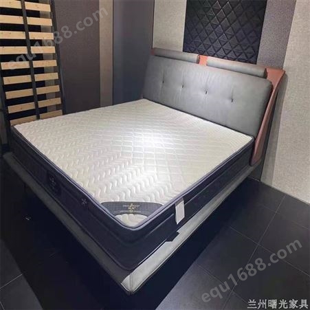 兰州床双人床 实木布床高密度海绵靠包布床 曙光家具批发供应