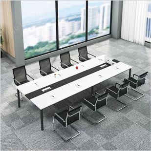 赣州现代简约办公室会议桌南康员工洽谈培训桌铁艺方形长条桌子大班台