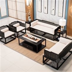 广州现代中式沙发 禅意木质沙发组合  新中式实木沙发组合定制