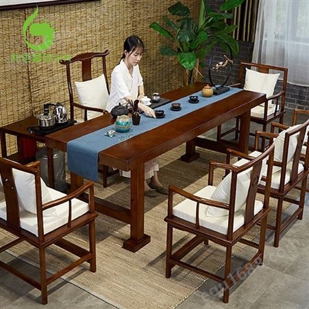 订制茶桌实木茶台 1米8新中式功夫喝茶桌子 现代简茶桌椅组合 原木大板桌