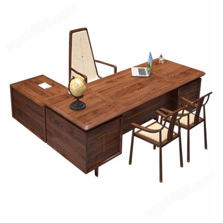 实木办公桌椅组合 商务办公家具 大书桌书柜总经理大班台侧柜画案桌定制