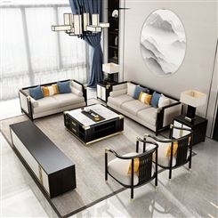 新中式实木沙发轻奢沙发组合禅意客厅家具现代简约酒店别墅样板房
