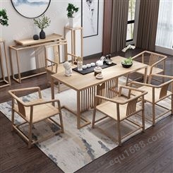 新中式白蜡木茶桌椅组合 禅意功夫泡茶桌 简约现代茶室全实木小茶台
